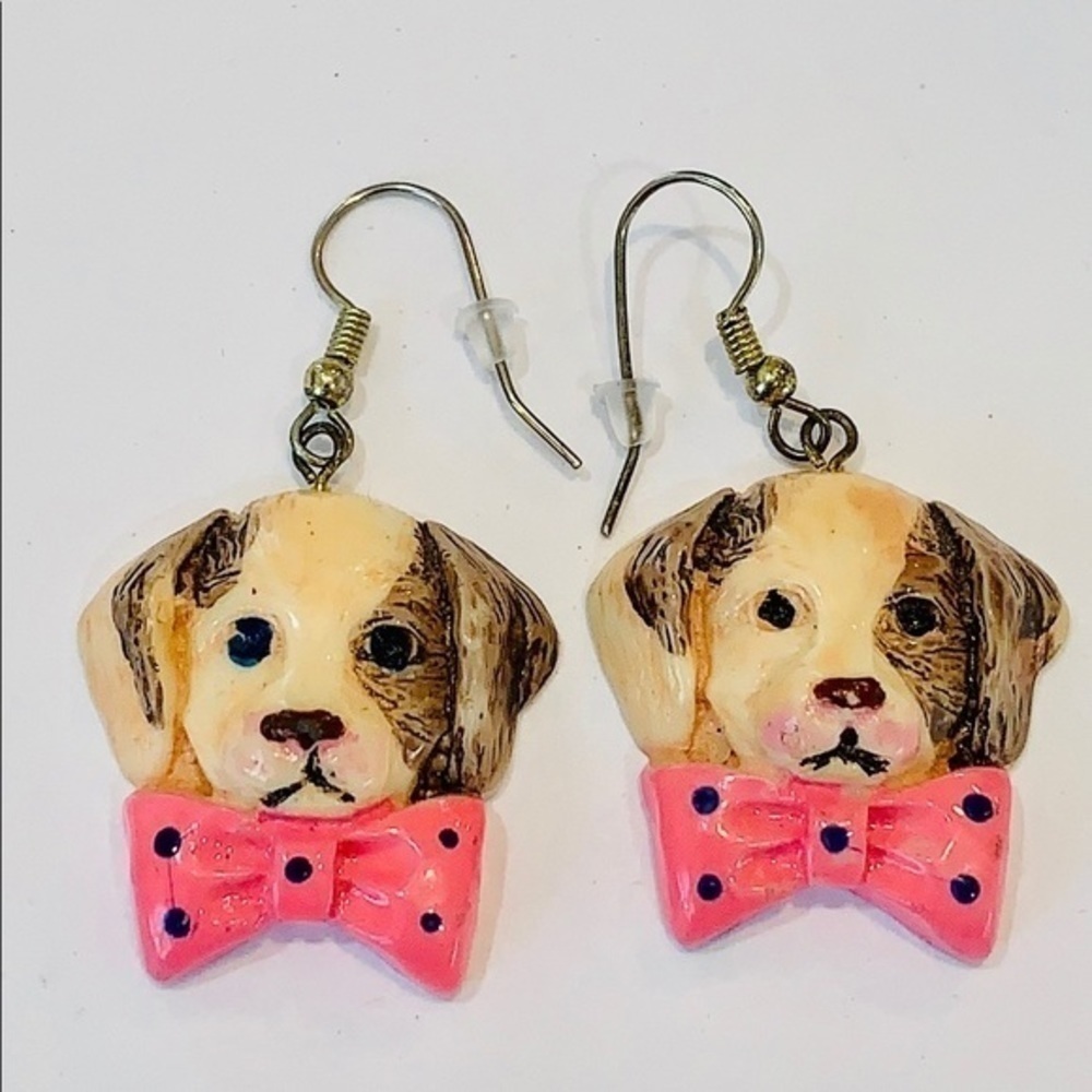 💐5/25 puppy dog punk bow spotted earrings